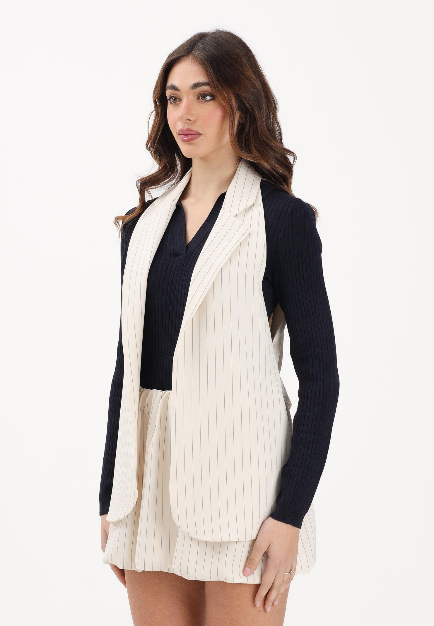 VICOLO Gilet panna da donna con motivo gessato TAB0101 ABFBU VICOLO 