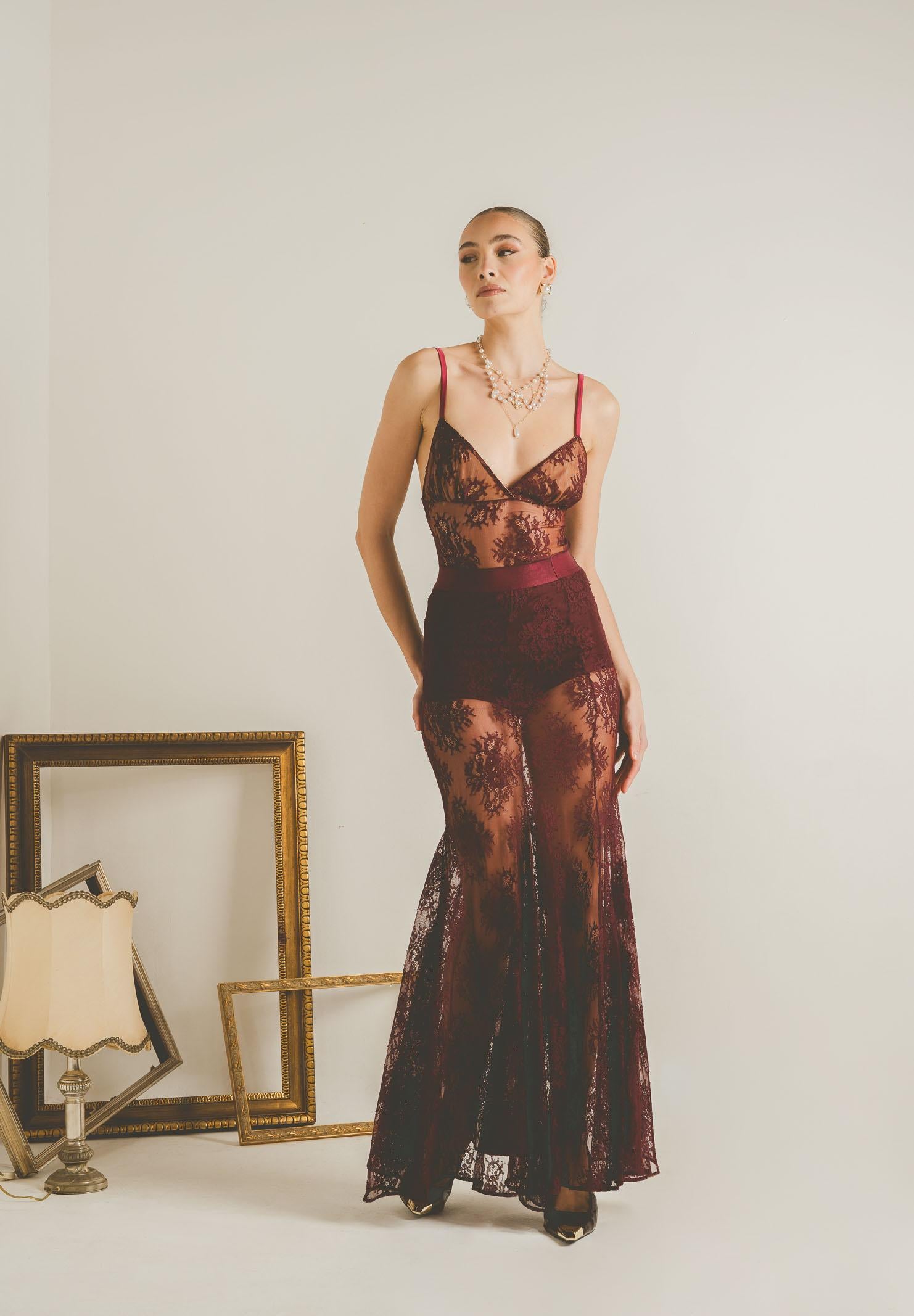 SANTAS Gonna lunga NUIT bordeaux da donna PV2628 BO SANTAS 