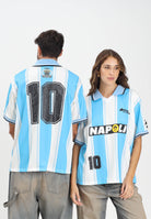 BARROW Polo a manica corta bianca e azzurra per uomo e donna dedicata a Napoli F5BWUATH077 013 BARROW 