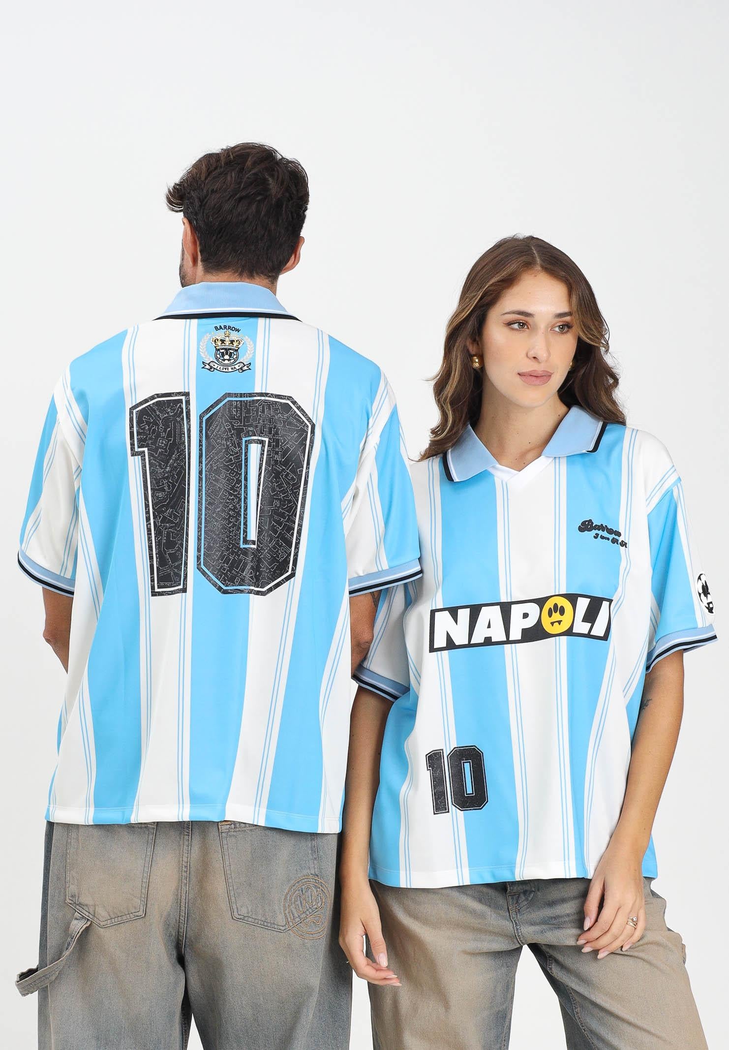 BARROW Polo a manica corta bianca e azzurra per uomo e donna dedicata a Napoli F5BWUATH077 013 BARROW 