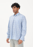 GCDS Camicia a manica lunga azzurra da uomo con logo C1MWQH166B061 733A GCDS 