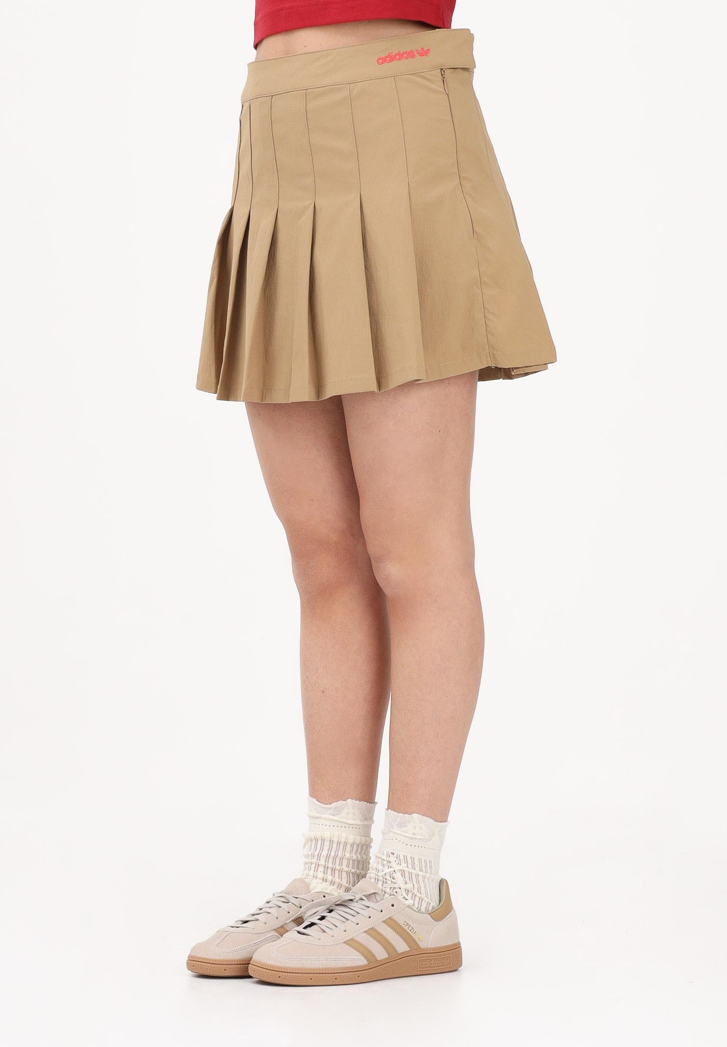 ADIDAS ORIGINALS Gonna corta Pleated beige da donna JY3564 . ADIDAS ORIGINALS 