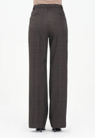VICOLO Pantalone elegante marrone da donna con motivo a quadri sottili TF0234 FFMO VICOLO 