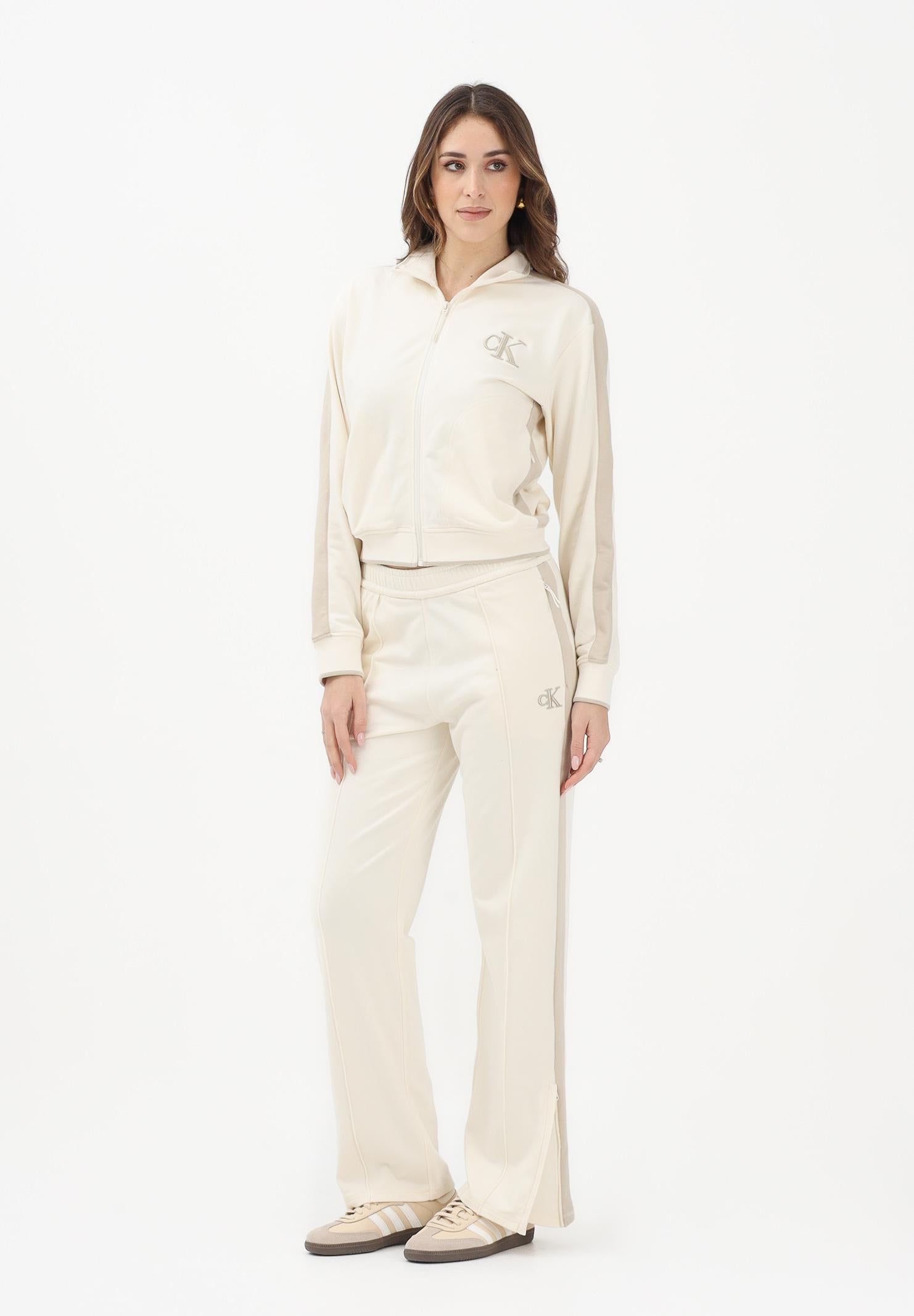 CALVIN KLEIN JEANS Pantalone sportivo beige da donna con logo LV047E225GYAC . CALVIN KLEIN JEANS 