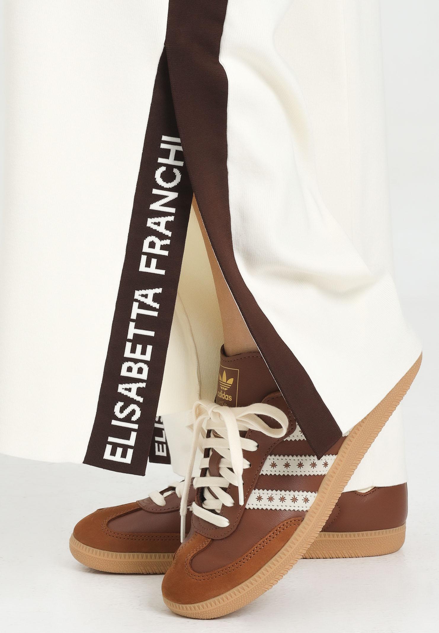 ELISABETTA FRANCHI Pantalone in maglia panna da donna con bande lucide<BR/> KP69S56E2 EG2 ELISABETTA FRANCHI 