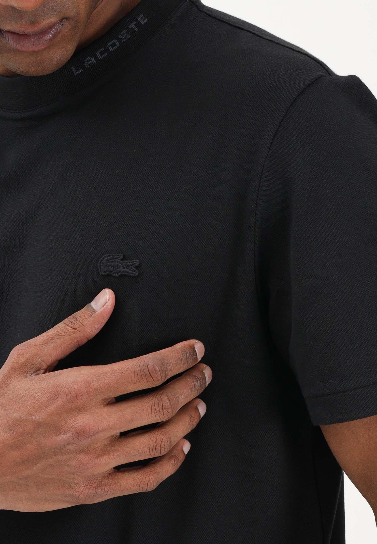 LACOSTE T-shirt a manica corta nera da uomo in piqué con marchio jacquard TH5060 031 LACOSTE 