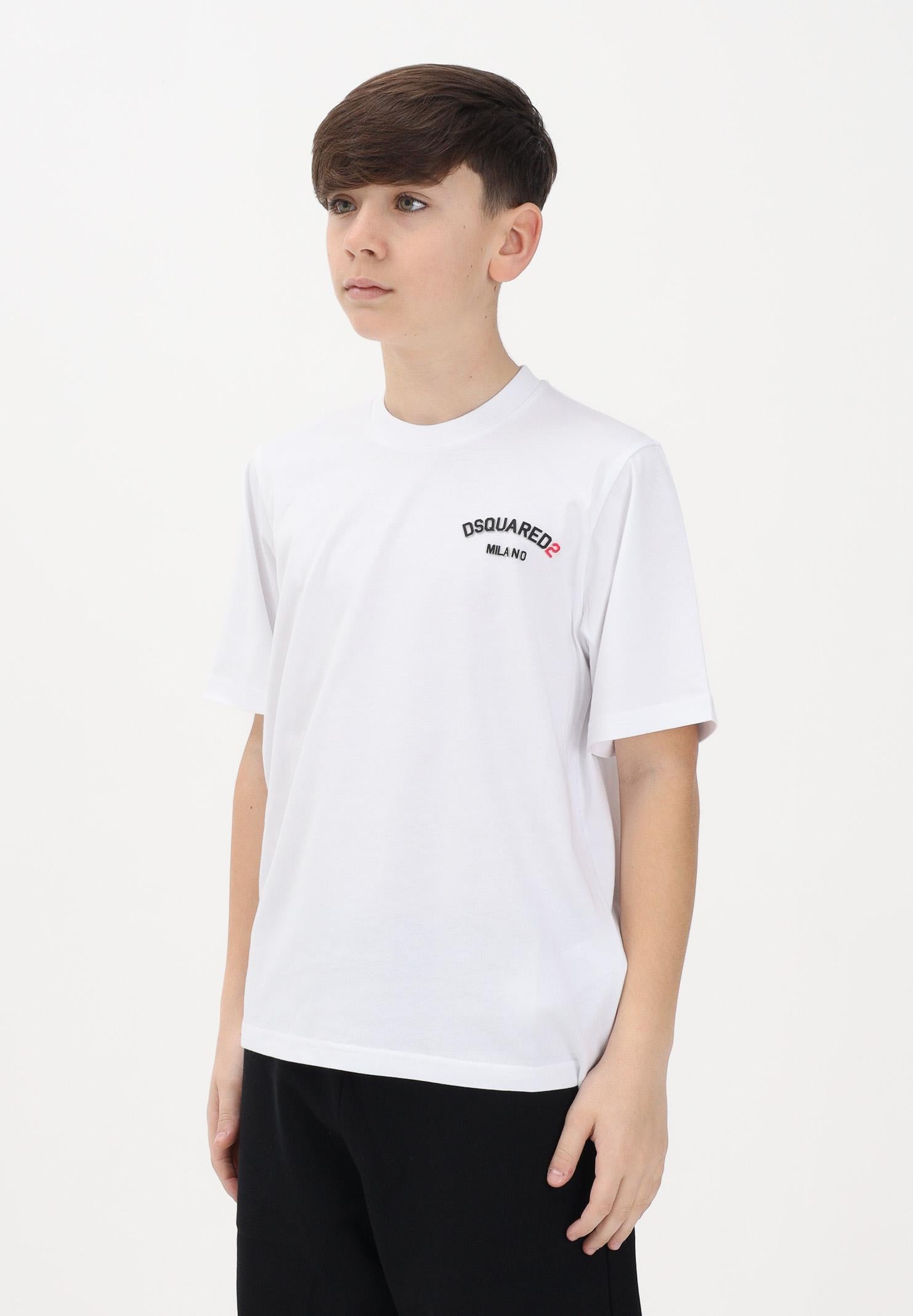 DSQUARED2 T-shirt a manica corta bianca per donna, ragazzi e bambini con logo DQ3169D0AAP DQ100 DSQUARED2 