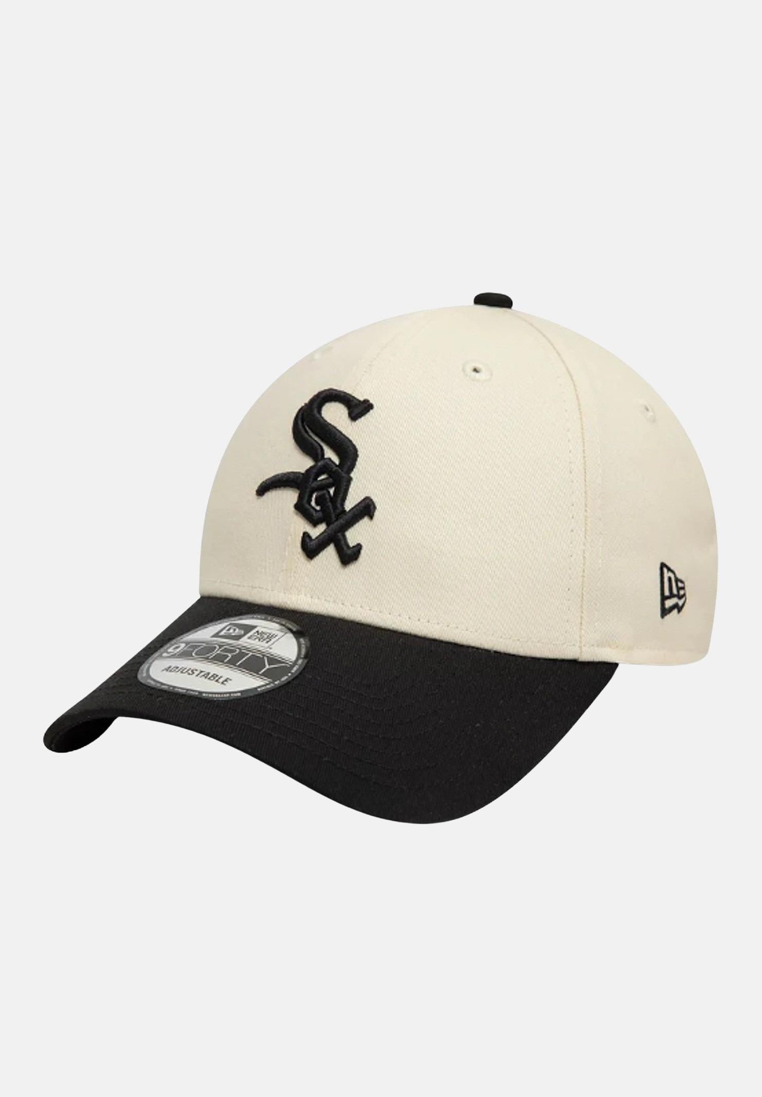 Cappello Visiera 9FORTY Chicago White Sox – Colori a Blocchi Beige e Nero (Uomo & Donna)