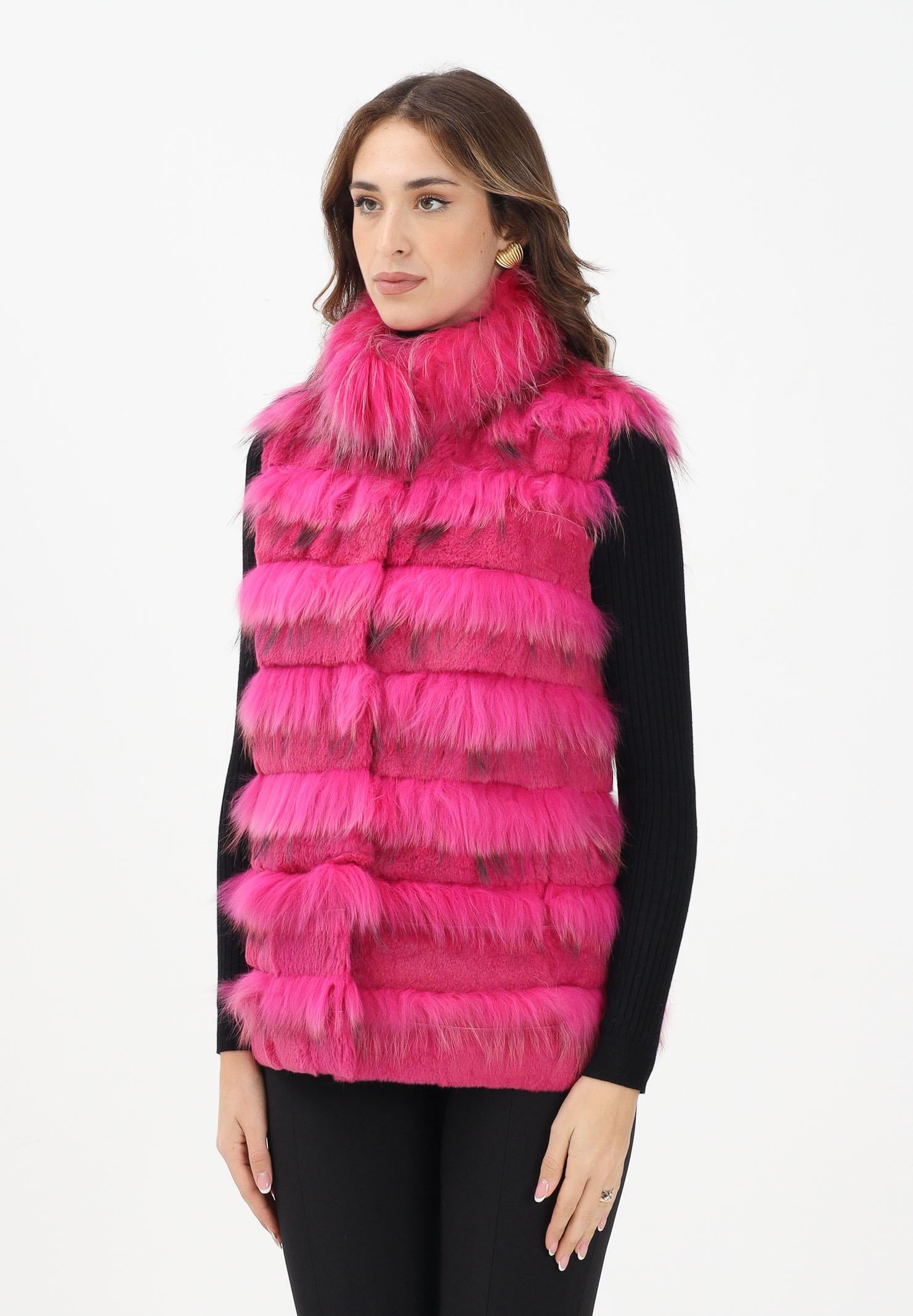 MEHRAN Pelliccia smanicata fucsia da donna 25160FUX FUX MEHRAN 