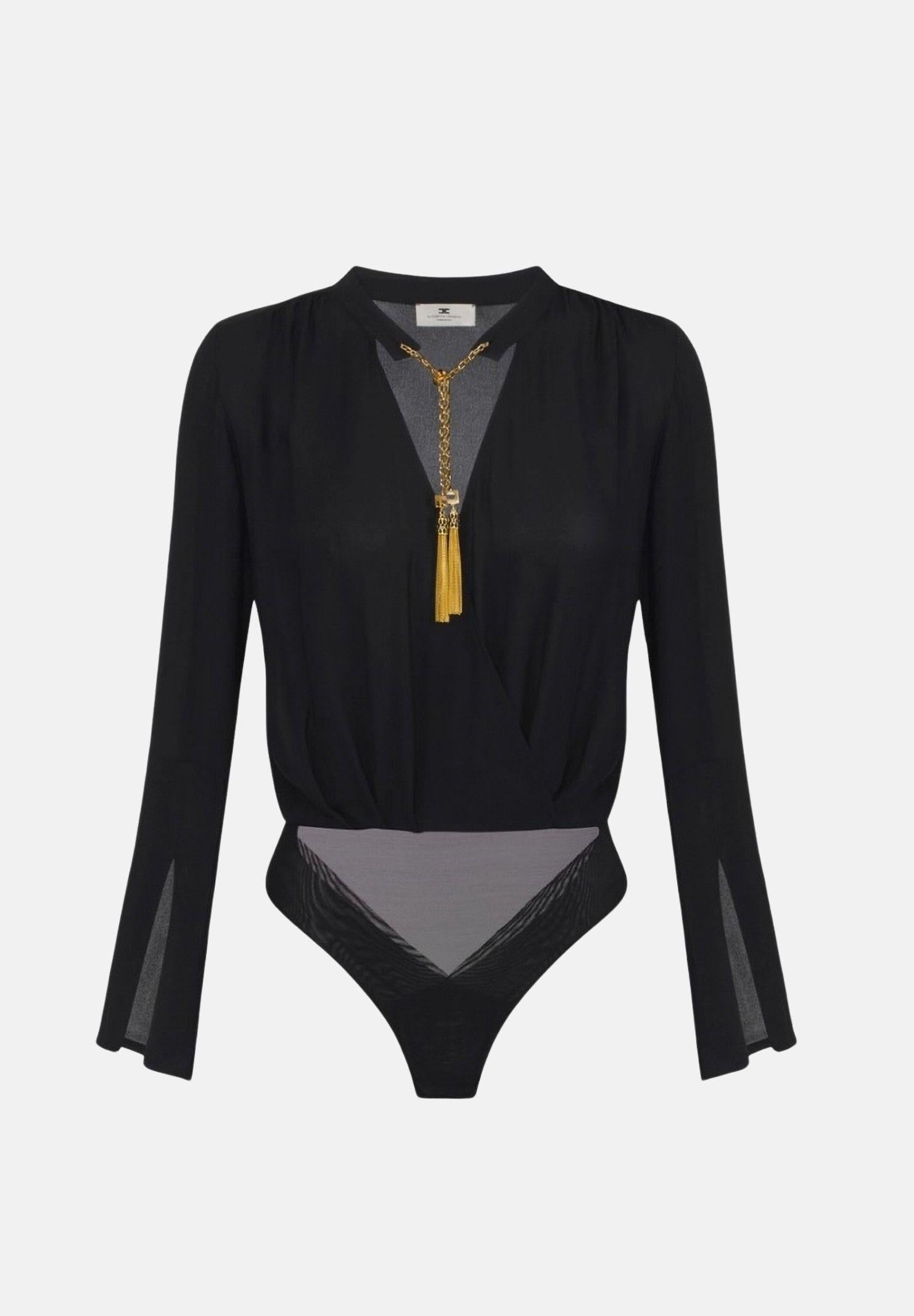 ELISABETTA FRANCHI Body nero da donna con dettagli gioiello CB00557E2 110 ELISABETTA FRANCHI 
