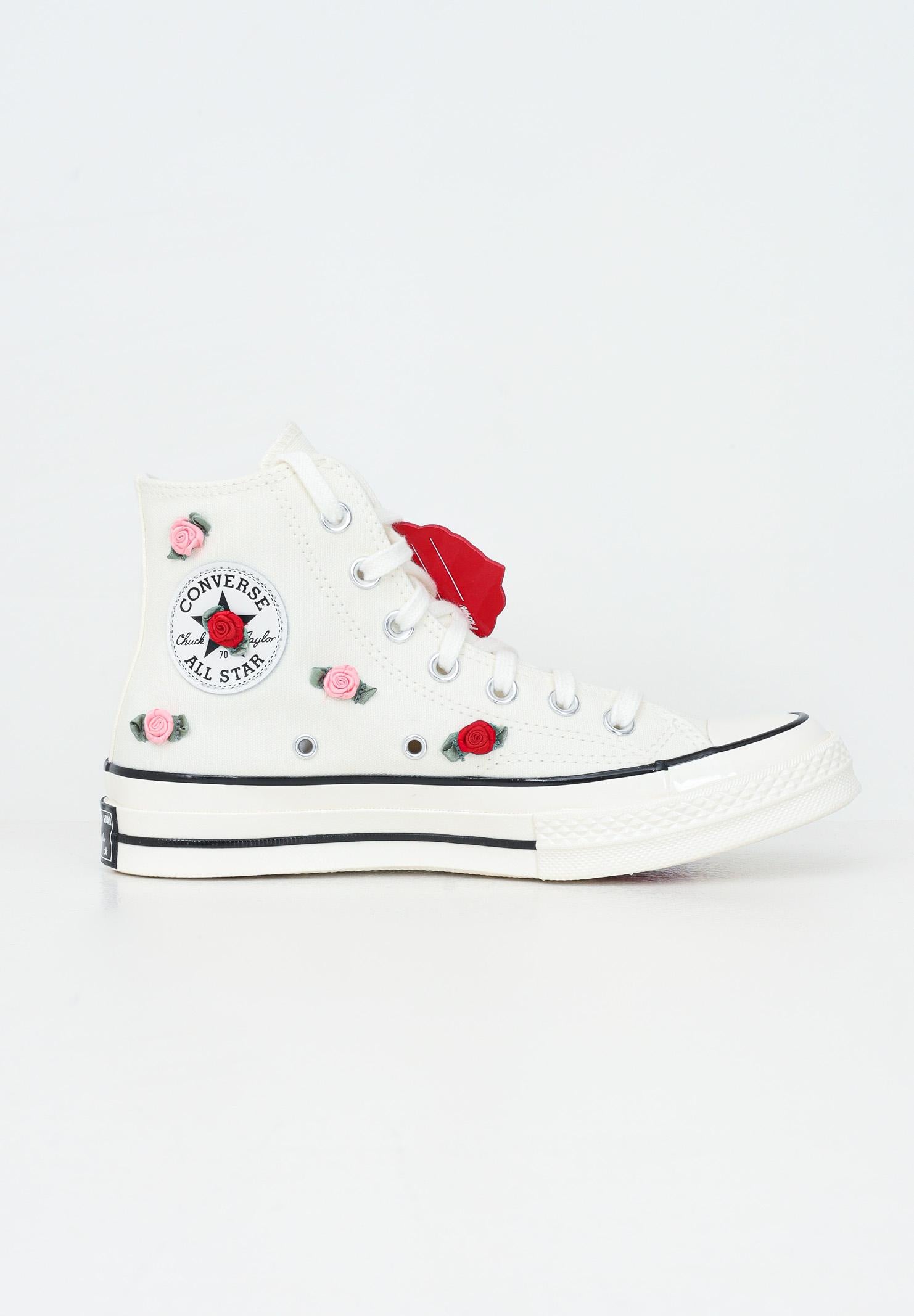 CONVERSE Sneakers CHUCK 70 ROSES bianche da donna A10637C . CONVERSE 