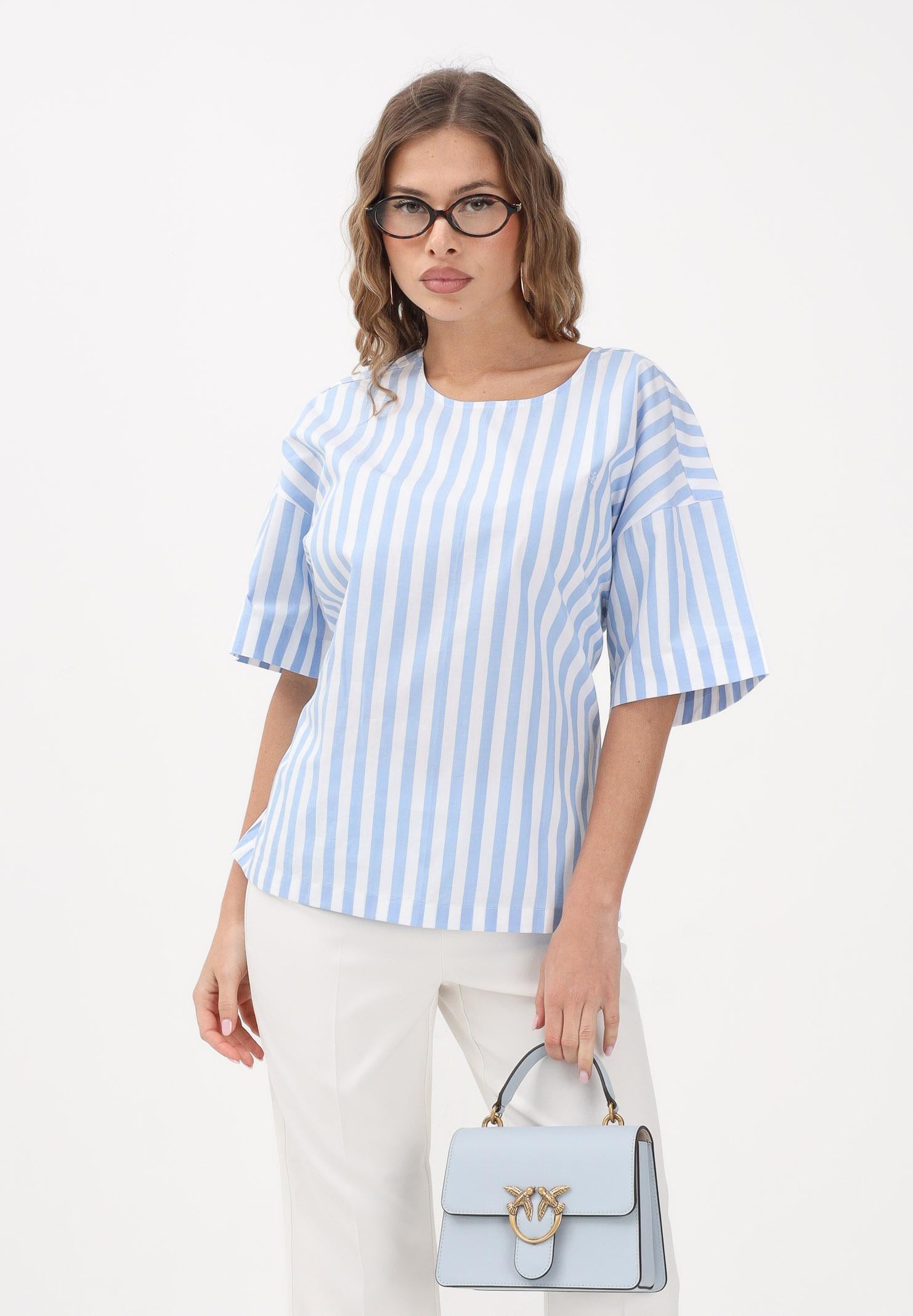 CALVIN KLEIN JEANS Blusa bianca e azzurra da donna con motivo a righe LV047F113G C32 CALVIN KLEIN JEANS 