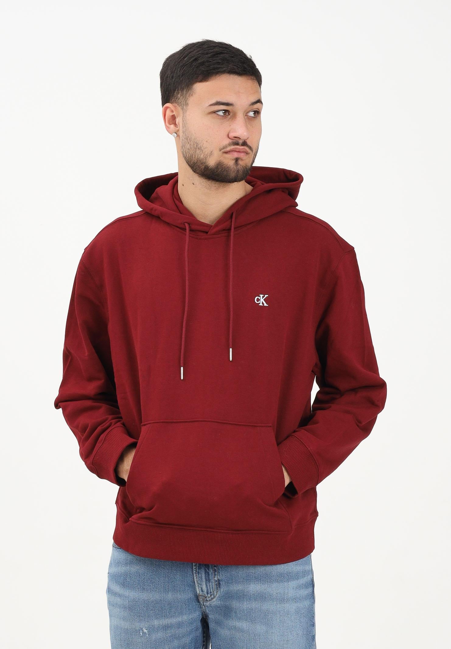 CALVIN KLEIN JEANS Felpa con cappuccio bordeaux da uomo LV04RC297GWCV  CALVIN KLEIN JEANS 