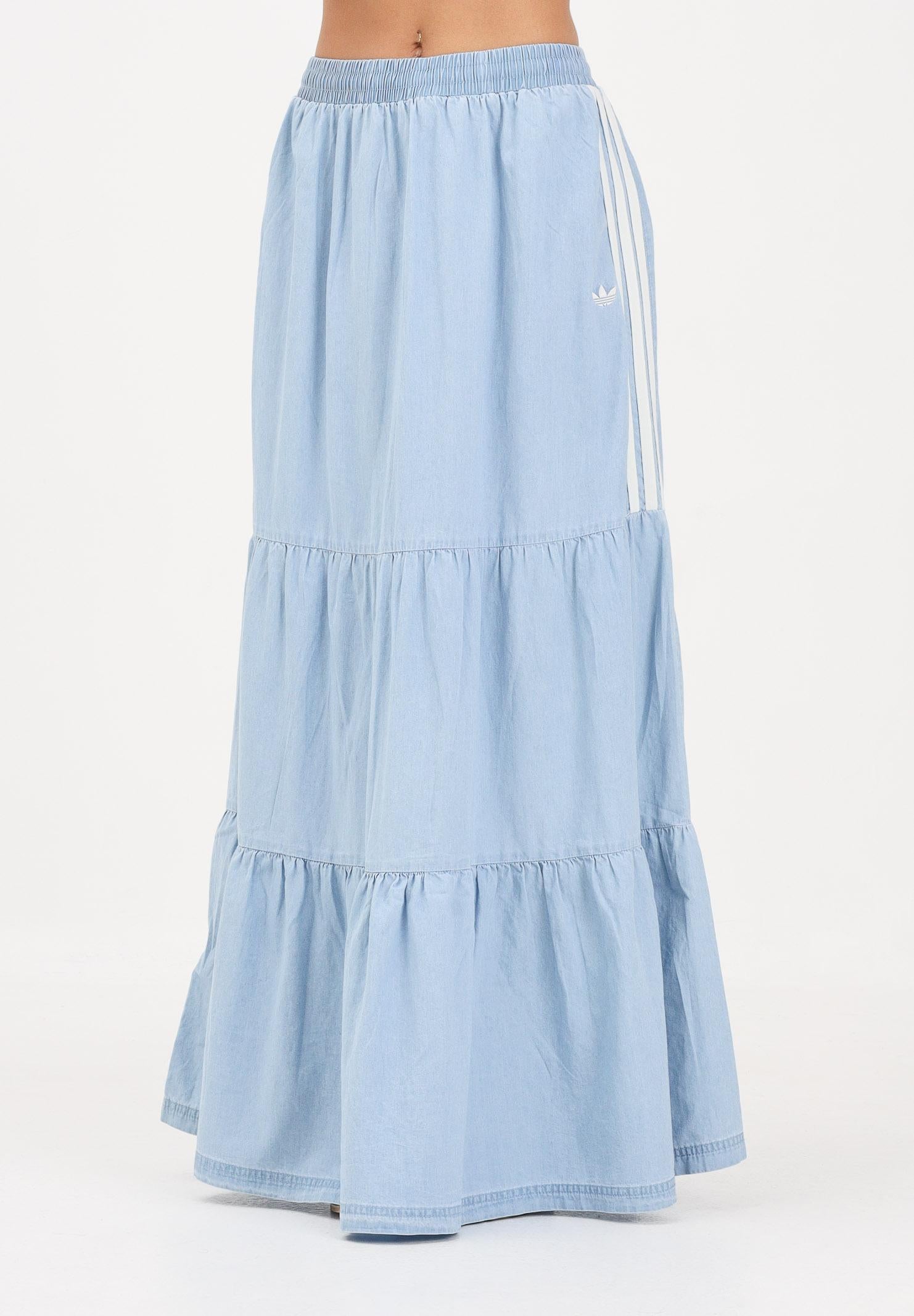 ADIDAS ORIGINALS Gonna lunga SUMMER GLOW in denim chiaro da donna KY8113 . ADIDAS ORIGINALS 