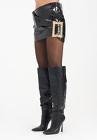 TPN Gonna corta Dalhart nera da donna effetto vernice con lavorazione coccodrillo DALHART012W5 D6 TPN 