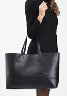 GCDS Shopper nera da donna con pattern logo GCDSMD001 99 GCDS 