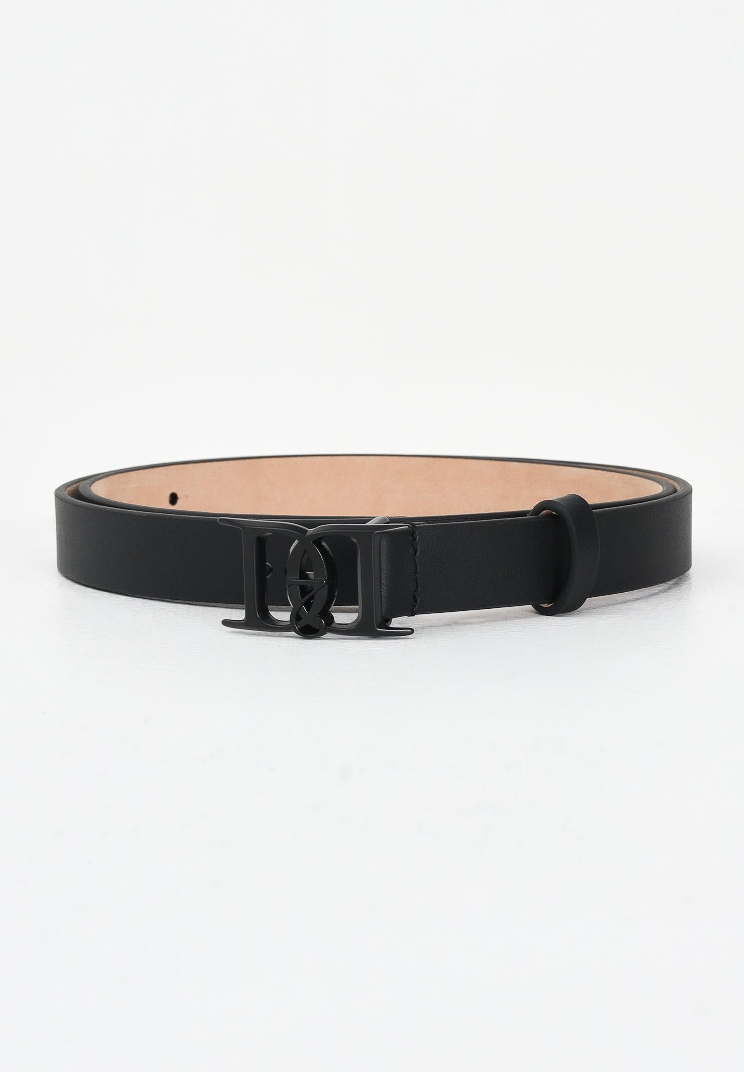 DSQUARED2 Cintura nera da donna in vera pelle con fibbia D2 DQ3119D0AFH DQ900 DSQUARED2 