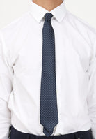 Cravatta blu da uomo in faille di seta a micro pois 1309/1C  LANVIN 