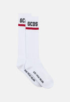 GCDS Calzini bianchi per uomo e donna con logo a contrasto C1UJQQ714T801 100B GCDS 