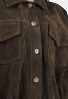 VICOLO Giubbotto in pelle scamosciata verde militare da donna TAB0171 ABU19 VICOLO 