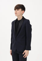 I'M BRIAN Giacca blu da bambino con rever in raso GIA3662J 005 I'M BRIAN 