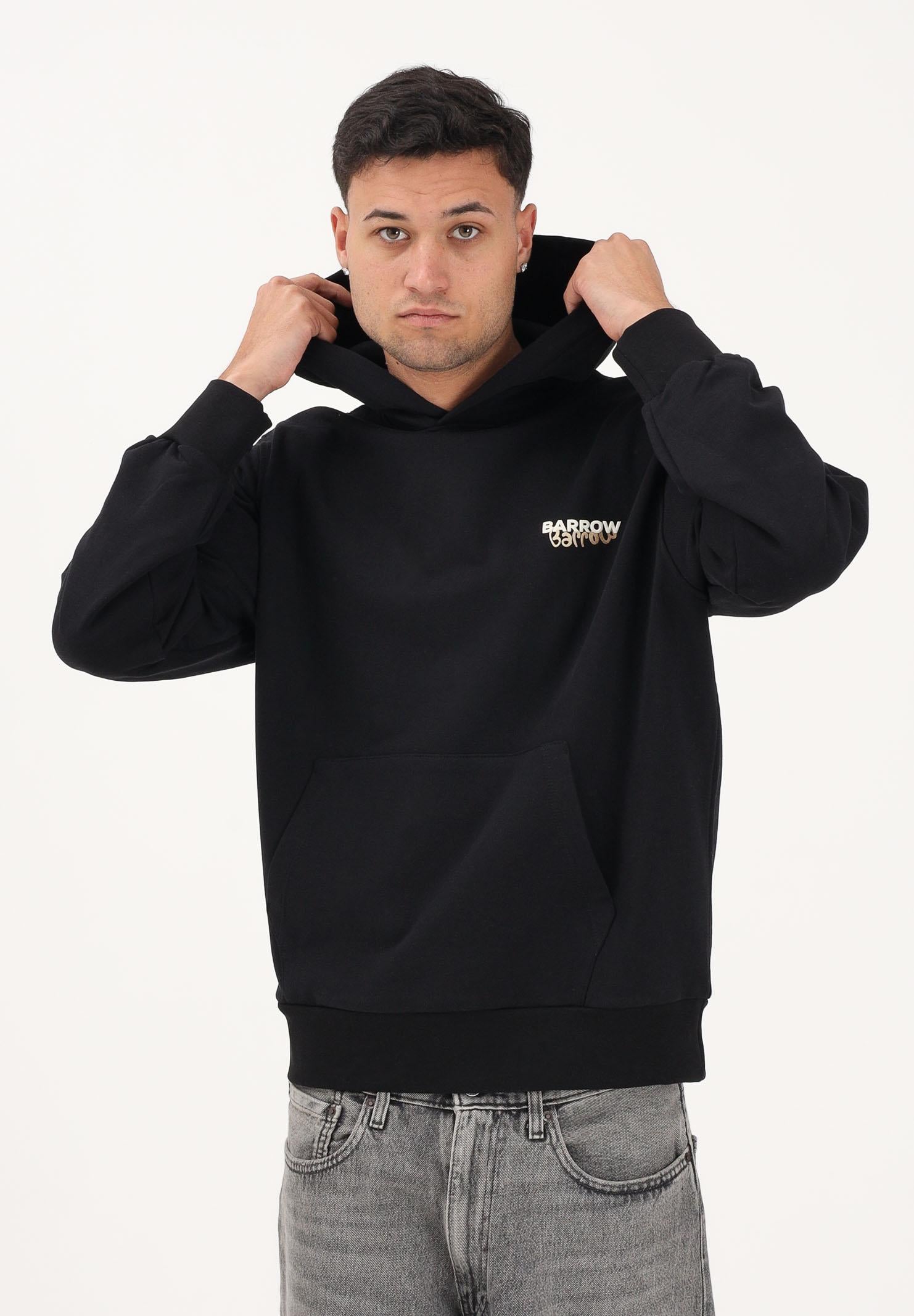 BARROW Felpa con cappuccio nera per uomo e donna caratterizzata da stampa sul retro S6BWUAHS075 110 BARROW 
