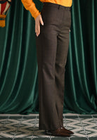 VICOLO Pantalone elegante marrone da donna con motivo a quadri sottili TF0234 FFMO VICOLO 