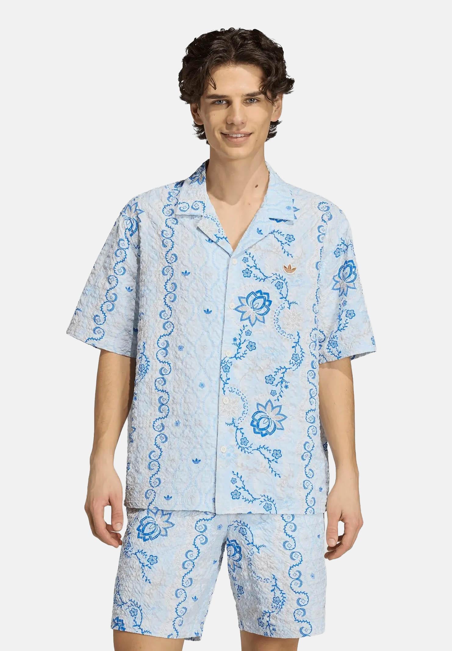 ADIDAS ORIGINALS Camicia a manica corta RESORT azzurra da uomo KX1225 . ADIDAS ORIGINALS 