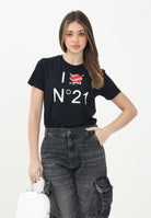 N21 T-shirt a manica corta nera per donna, ragazze e bambine con grafica I love N21 N2102CN0153 0N900 N21 