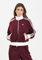 ADIDAS ORIGINALS Felpa con zip VELOUR KNIT bordeaux da donna KS0400  ADIDAS ORIGINALS 