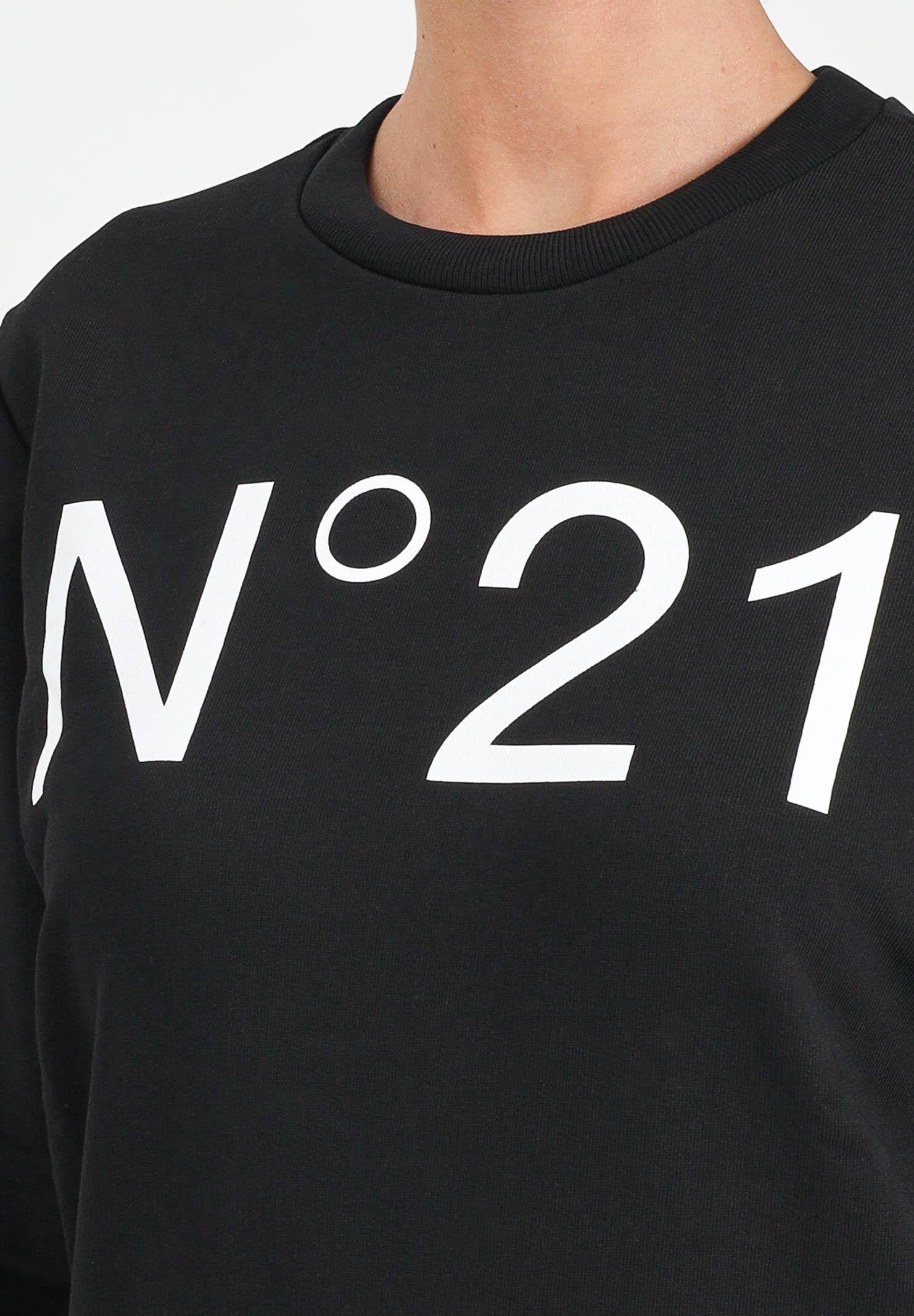 N21 Felpa girocollo nera per donna, ragazzi e bambini con logo a contrasto N21588N0154 0N900 N21 
