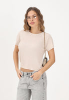 JDY Maglia girocollo beige da donna in filo 15334641 CLDAWGO JDY 