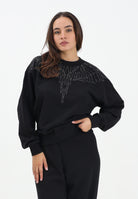 MARCELO BURLON COUNTY OF MILAN Felpa girocollo nera da donna con strass 25ICM30030 NE MARCELO BURLON COUNTY OF MILAN 