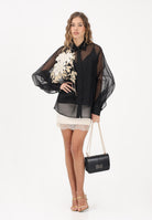 MAX MARA Camicia a manica lunga nera da donna con ricamo floreale 2616261014600 002 MAX MARA 