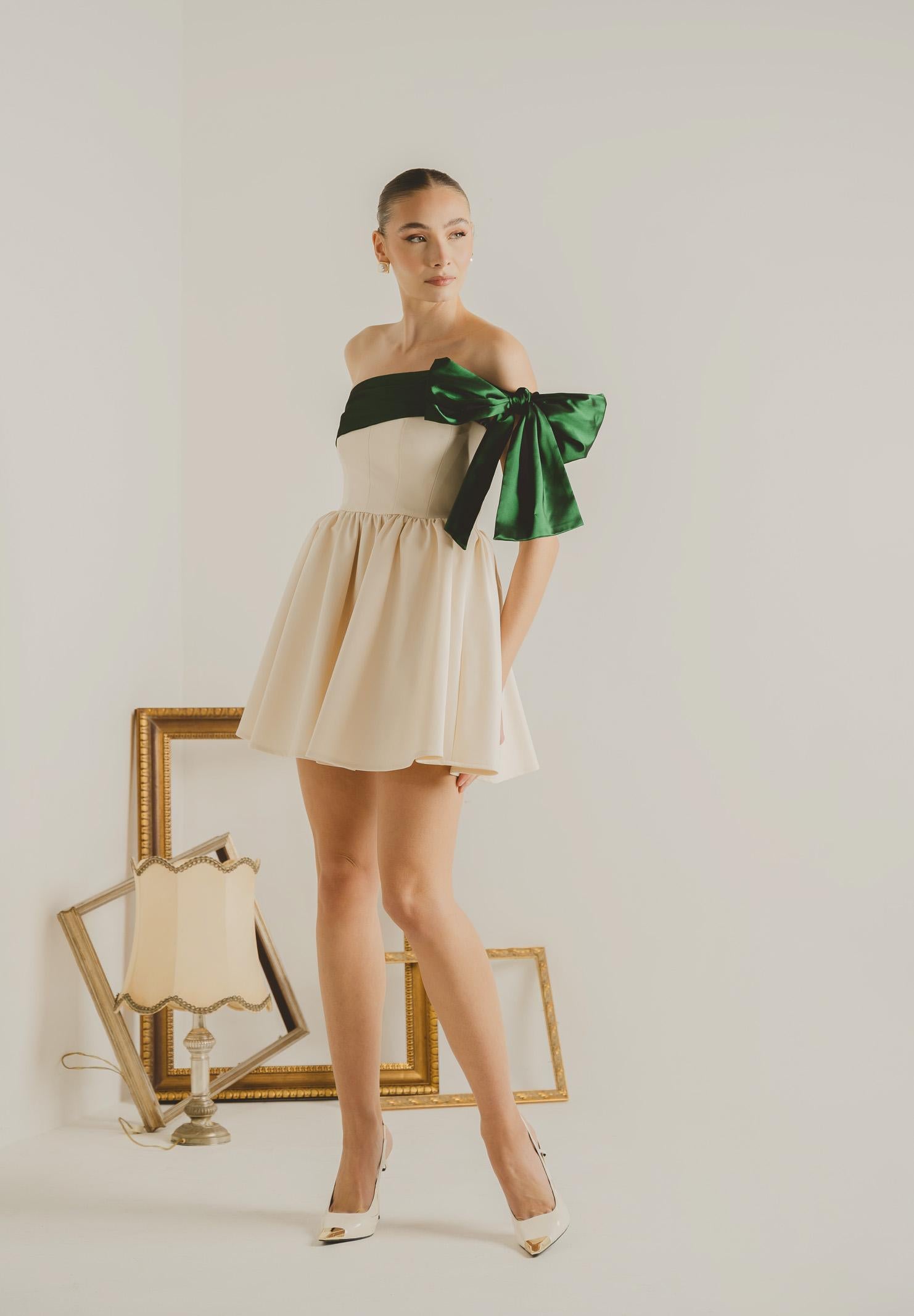 SANTAS Abito corto GRÂCE panna da donna PV2617 PAVE SANTAS 