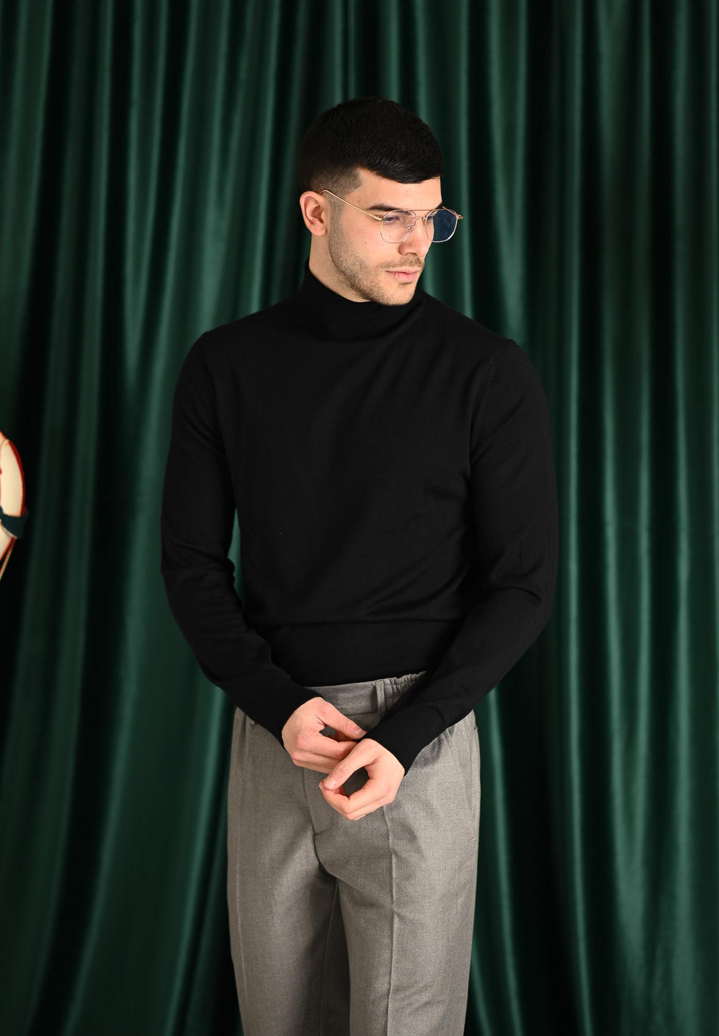 SELECTED HOMME Maglione a collo alto nero da uomo 16094653 Black SELECTED HOMME 