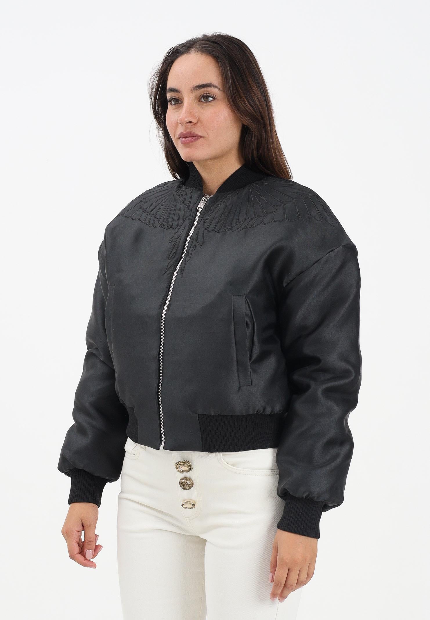 MARCELO BURLON COUNTY OF MILAN Bomber nero da donna con ricamo ali 25ICM30004 NE MARCELO BURLON COUNTY OF MILAN 