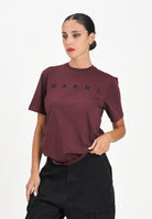 MARNI T-shirt a manica corta bordeaux per donna, ragazzi e bambini con stampa logo M01601M00RF 0M434 MARNI 