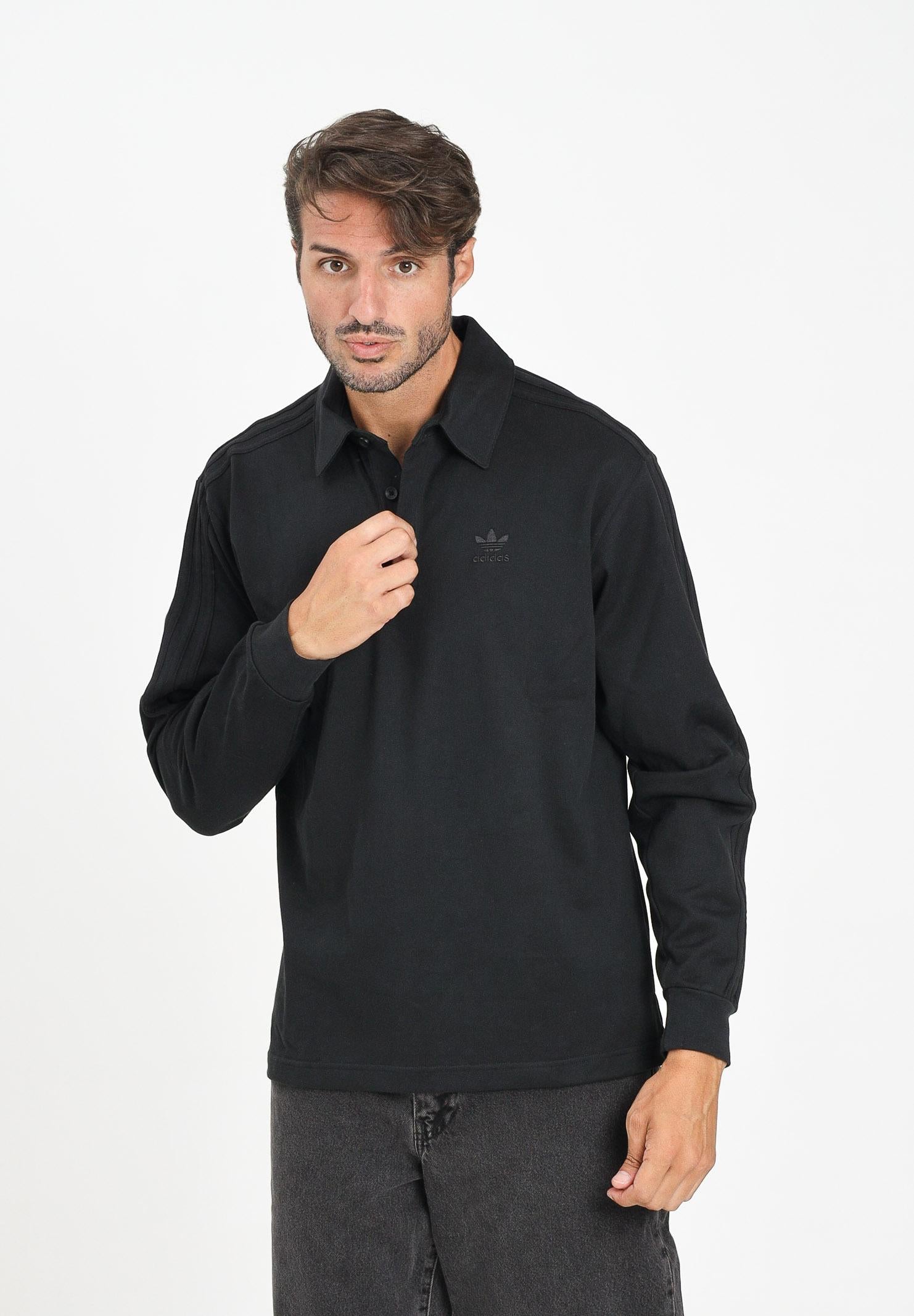 ADIDAS ORIGINAL Polo a manica lunga Adicolor Rugby nera da uomo JY1401  ADIDAS ORIGINALS 