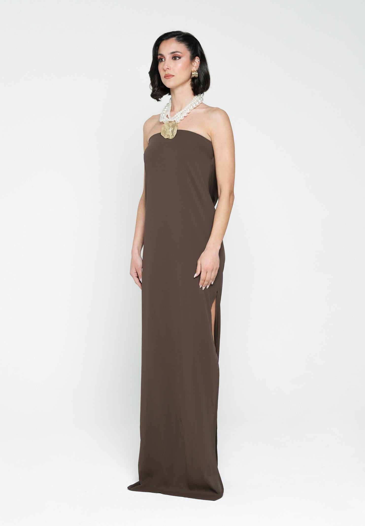 SANTAS Abito lungo CRUMBLE marrone da donna PV2503 MARRONE SANTAS 