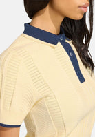 ADIDAS ORIGINALS Polo Cable Knit Cali Tee Almost Yellow giallo chiaro e blu navy da donna KT1862 . ADIDAS ORIGINALS 