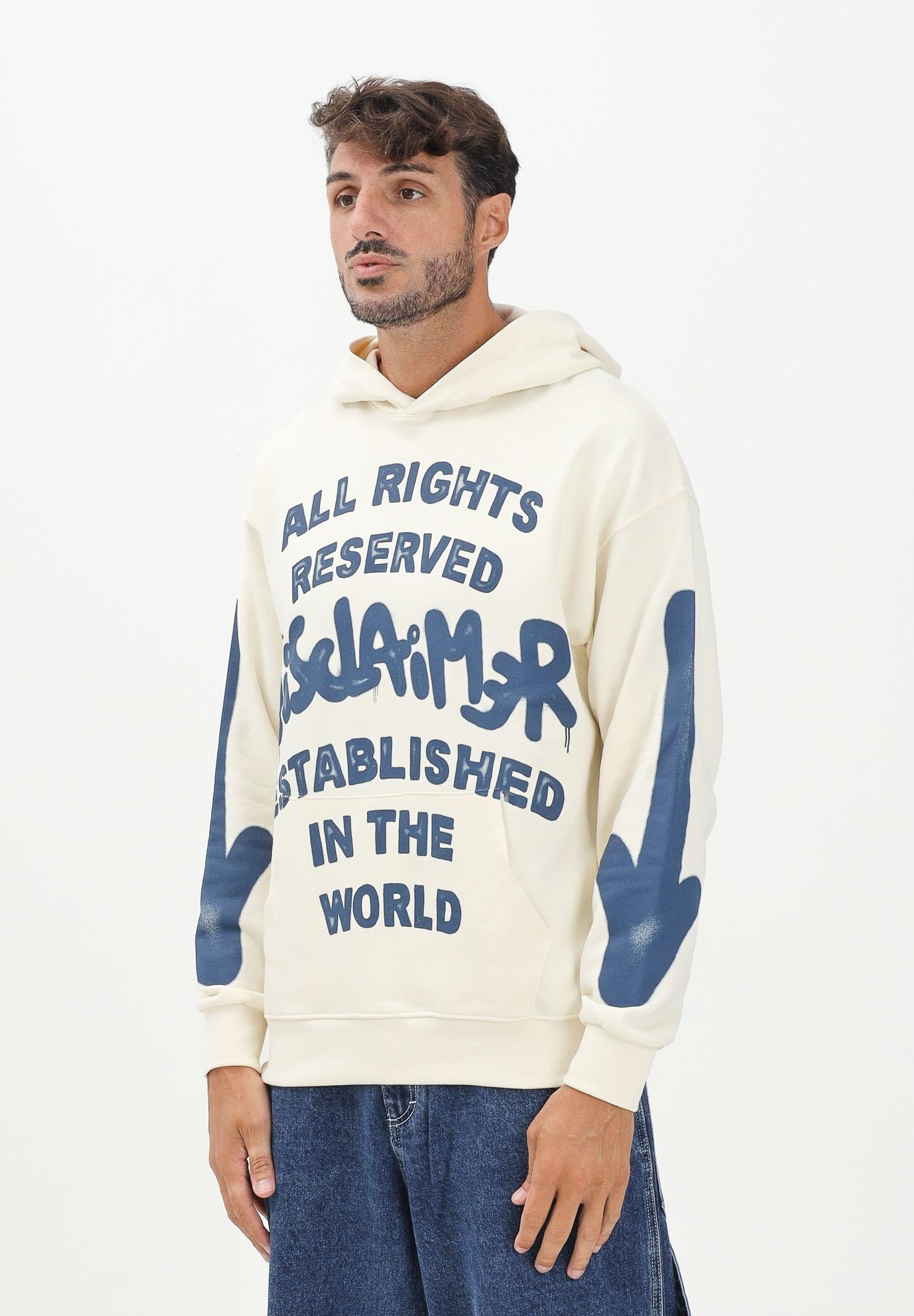 DISCLAIMER Felpa con cappuccio panna da uomo con stampa 25IDS55128 LA DISCLAIMER 