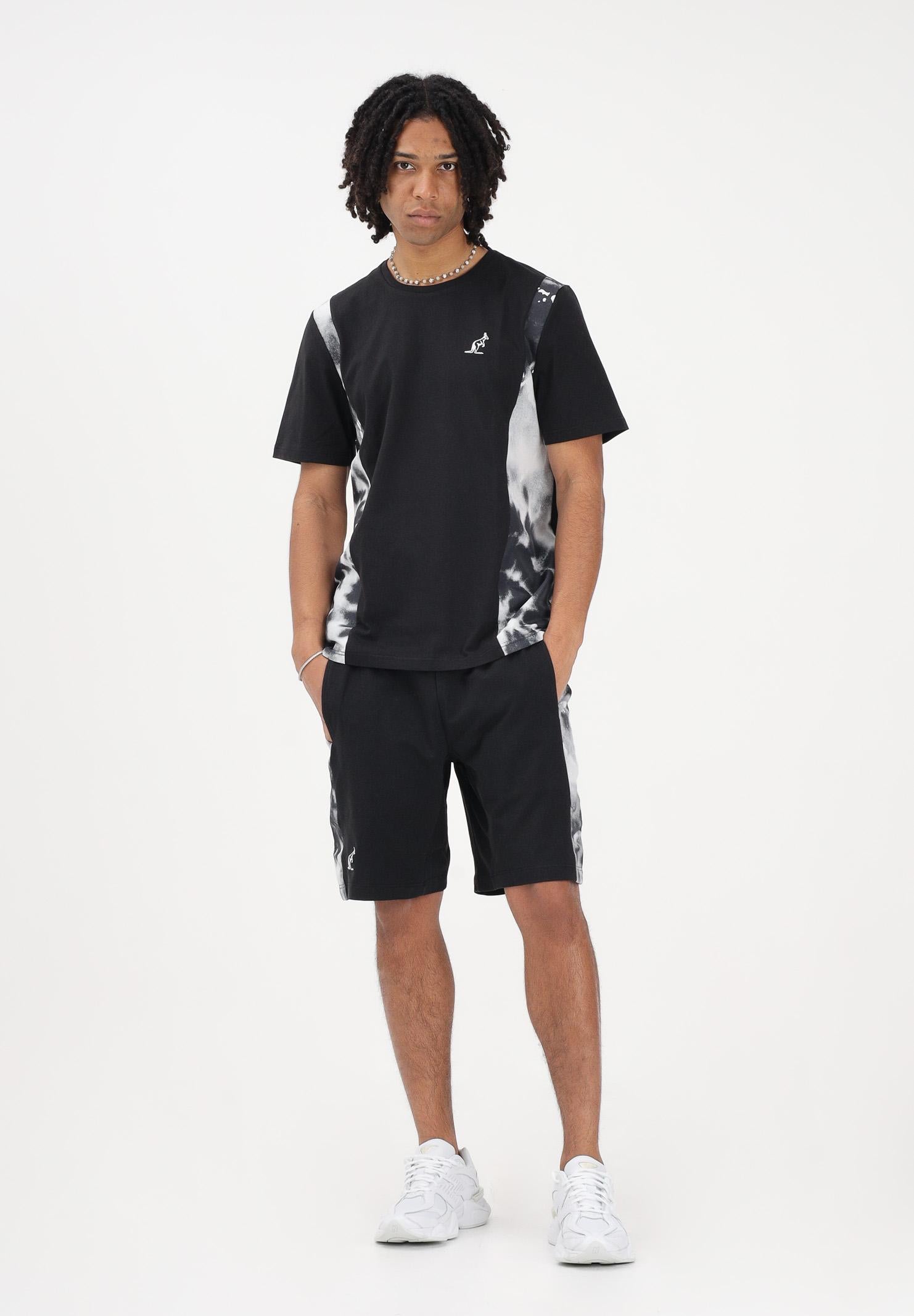 AUSTRALIAN T-shirt a manica corta nera da uomo con inserti laterali con stampa effetto tie-dye SPUTS0021836 003 AUSTRALIAN 
