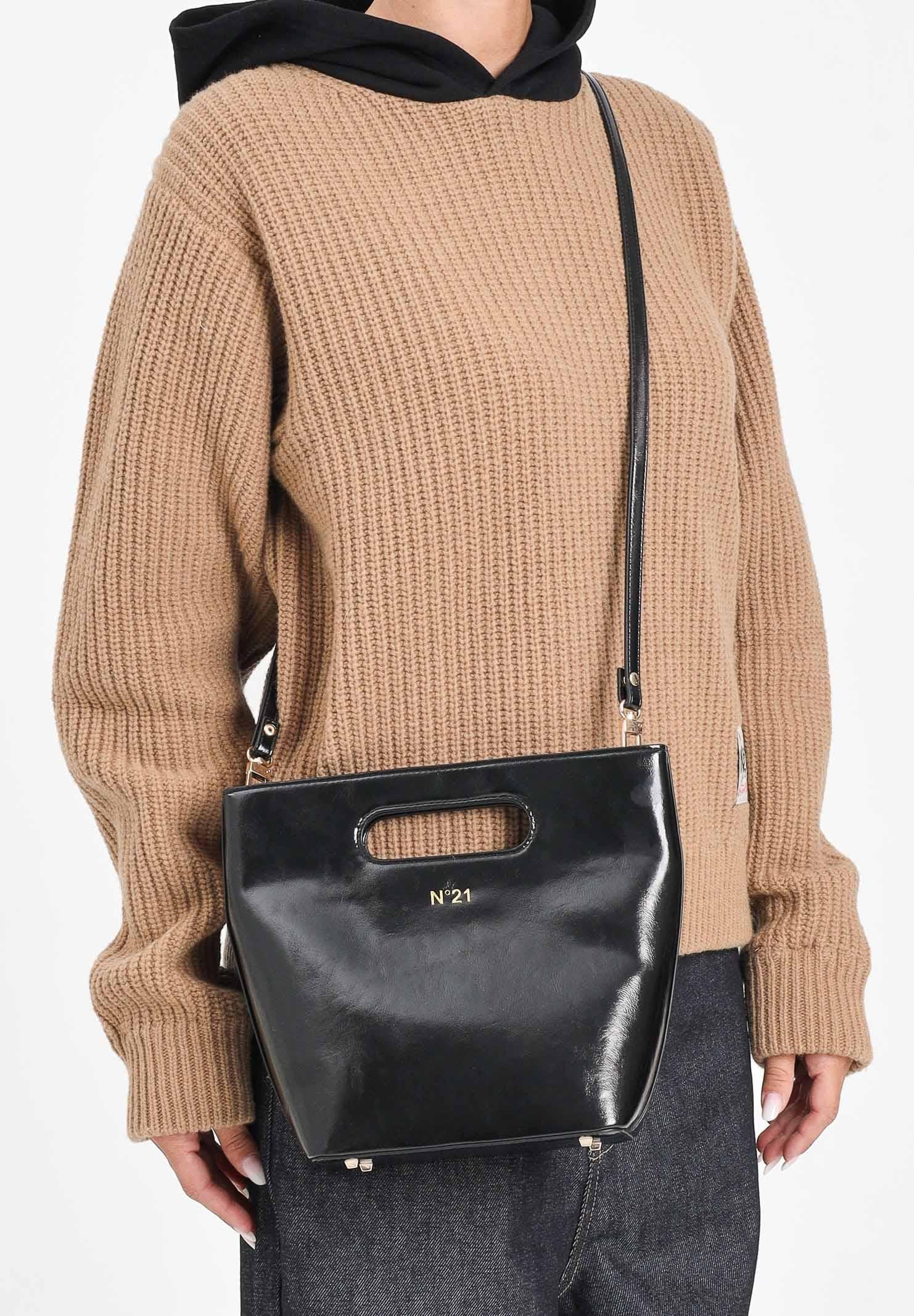 N21 Borsa a mano nera da donna in tessuto spalmato con logo N°21 N2109AN0246 0N900 N21 