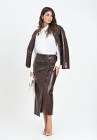SIMONA CORSELLINI Gonna midi in eco-pelle color cioccolato da donna A25CPGO01801-C00188 V0746 SIMONA CORSELLINI 