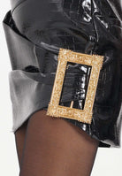 TPN Gonna corta Dalhart nera da donna effetto vernice con lavorazione coccodrillo DALHART012W5 D6 TPN 