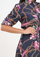 Abito midi blu da donna con stampa 200940188001 NAVY LAUREN RALPH LAUREN 