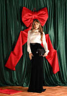 ELISABETTA FRANCHI Abito lungo bianco e nero da donna in raso e velluto<BR/> ABR4657E2 309 ELISABETTA FRANCHI 