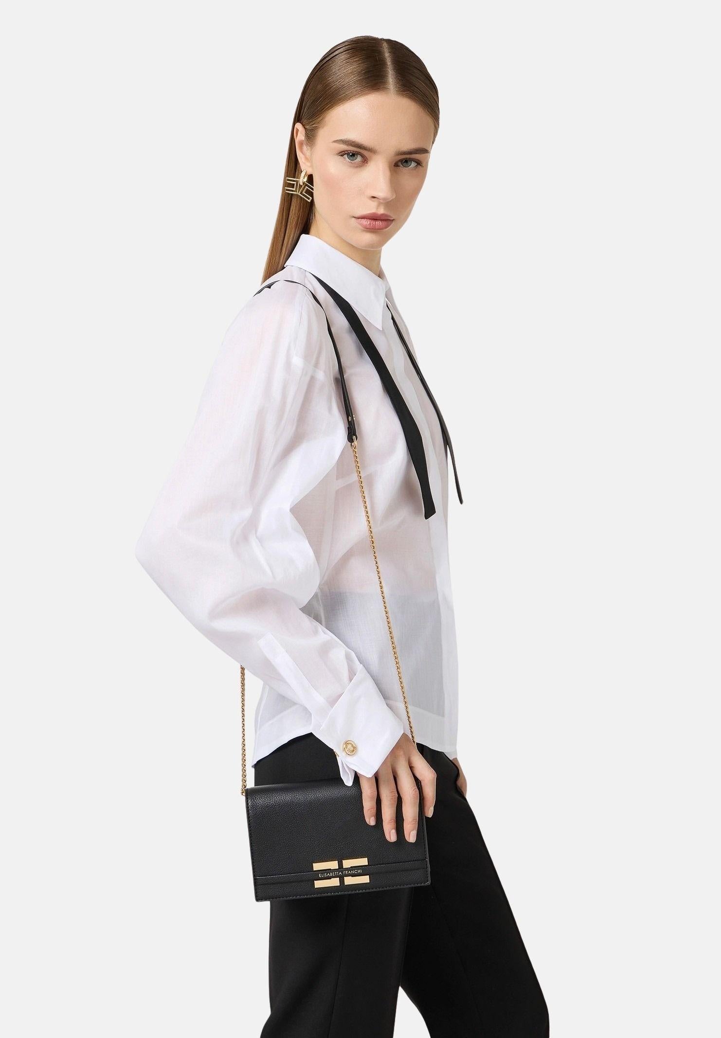 ELISABETTA FRANCHI Pochette nera da donna con logo BS40A61E2 110 ELISABETTA FRANCHI 