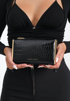 ELISABETTA FRANCHI Pochette nera da donna con stampa cocco BS51A56E2 110 ELISABETTA FRANCHI 